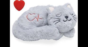 Beeztees Kitten Heartbeat Knuffel Pur - Kattenspeelgoed - Polyester - Grijs - 23x13x11 cm