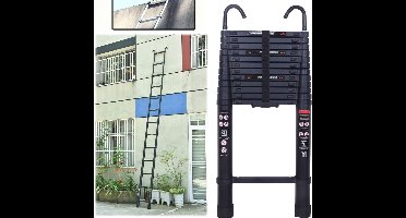 Telescopische Ladder – Uittrekbare Ladder – Opvouwbare Ladder – Aluminium Ladder – Multi Functionele Ladder – 5 Meter – Lichtgewicht & Veilig Met Haak