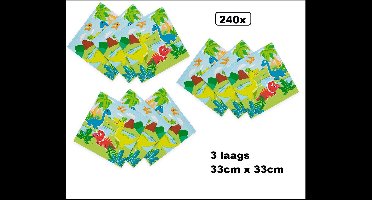 240x Servetten Dinosaurus 33cm x 33cm - 3 laags - Themafeest party Dino