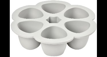 Béaba Siliconen Bewaarschalen - 6 Porties x 150ml - Babyvoeding Bewaren & Invriezen - Hitte- en Koudebestendig - Grijs