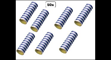 50x Serpentine rollen blauw - wit - papier - Versiering Carnaval Decoratie Optocht Serpetine Feest