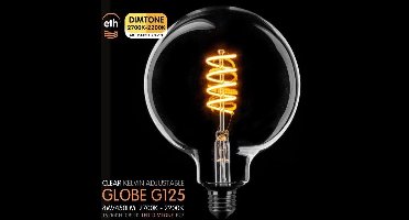 Led spiraal Globe 125mm E27 5W dimtone van 2700K naar 2200K Helder