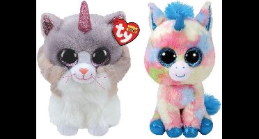 Ty - Knuffel - Beanie Buddy - Asher Cat & Blitz Unicorn