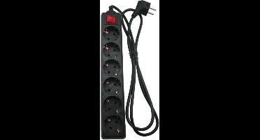 Benson Stekkerdoos 6-voudig met schakelaar en randaarde - 1,5 meter - zwart