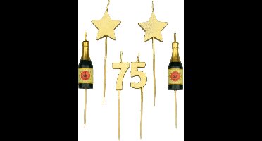 Verjaardag taartkaarsjes 75 jaar goudkleurig.