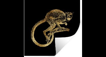 Muurstickers - Sticker Folie - Vintage - Aap - Goud - 30x30 cm - Plakfolie - Muurstickers Kinderkamer - Zelfklevend Behang - Zelfklevend behangpapier - Stickerfolie