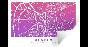 Muurstickers - Sticker Folie - Stadskaart - Almelo - Nederland - Paars - 30x20 cm - Plakfolie - Muurstickers Kinderkamer - Zelfklevend Behang - Plattegrond - Zelfklevend behangpapier - Stickerfolie