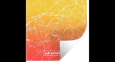 Muurstickers - Sticker Folie - Stadskaart - La Louvière - België - Geel - 30x30 cm - Plakfolie - Muurstickers Kinderkamer - Zelfklevend Behang - Plattegrond - Zelfklevend behangpapier - Stickerfolie