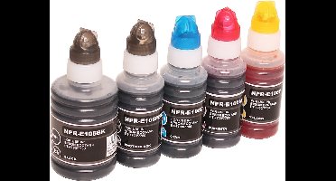 ABC huismerk set 5x fles navulinkt geschikt voor Epson 105 106 geschikt voor EcoTank ET7700 ET7750