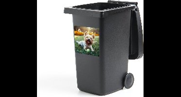 Container sticker Yorkshire Terrier liggend in het gras - 40x40 cm - Kliko sticker