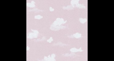 Dutch Wallcoverings papierbehang wolken - roze/wit