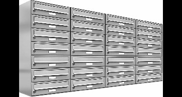 28 personen - adressen - brievenbus - systeem- RVS -