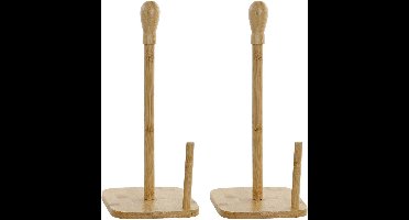 2x stuks keukenrol houder bamboe hout 15 x 34 cm