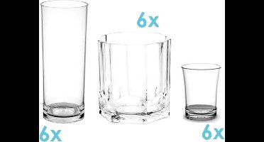 Kunststof sterke drank glazen pakket Joan | 18 stuks