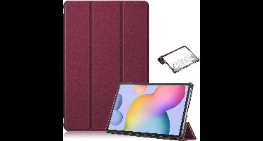 Hoes Geschikt voor Samsung Galaxy Tab S8 hoes – Hoes Geschikt voor Samsung Galaxy Tab S7 hoes - Book Case - Smart Cover – trifold case – 11 inch – Wine Rood