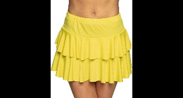 Boland - Minirokje Ruffles neongeel - Volwassenen - Student - 80's & 90's - Disco