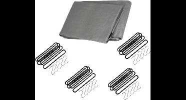 FX Tools - Afdekzeil grijs 4 x 6 meter met 20x spanrubbers en S-haken