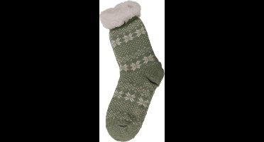 Out of the blue Nordic huissokken/slofsokken - dames - gebreid - army green - maat 36-41