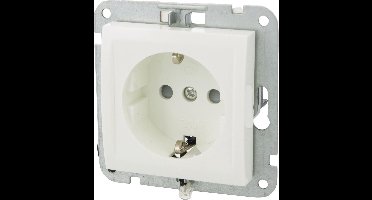 Kopp Riva Wandcontactdoos met Led - 1 voudig - Inbouw met Randaarde en kinderbeveiliging | Polarwit