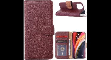 Hoesje Geschikt voor iPhone 12 Mini Hoesje met Pasjeshouder case Bordeaux
