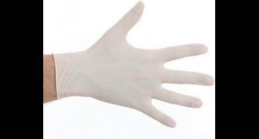 CMT latex handschoen, wit, poedervrij, 100 stuks M