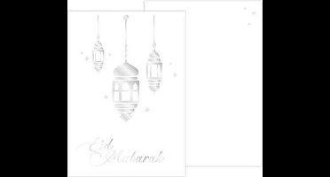 Wenskaart Eid Mubarak zilver