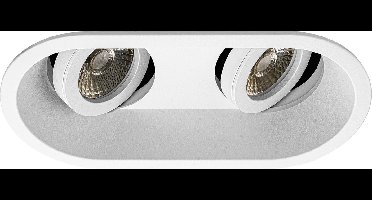 Spot Armatuur GU10 - Proma Zano Pro - GU10 Inbouwspot - Ovaal Dubbel - Wit - Aluminium - Kantelbaar - 185x93mm