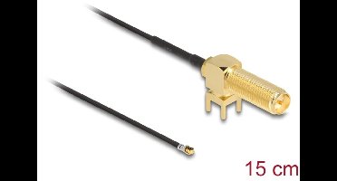 Delock Antenna Cable RP-SMA 90° PCB jack bulkhead to I-PEX Inc., MHF® 4L plug 1.13 15 cm thread length 15 mm