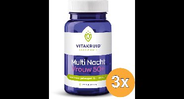 3x Vitakruid Multi Nacht Vrouw 50+ 100% Vegan (30 tabletten)