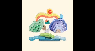 Hape Nature Scene Stacking Blocks - Houten Stapelblokken met Dieren- en Natuurthema, 22 stuks, 2+ jaar