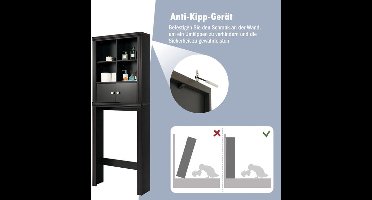 3-Lagen Toiletrek – Ruimtebesparend Badkamerrek met 4 Open Vakken & Verstelbare Planken – Wasmachine Rek voor Badkamer – Hout – 60x20x165 cm – Bruin