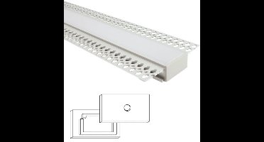 2 meter led profiel - Stucprofiel breed - Profiel voor led strips - Aluminium - Wit - Led profiel 2 meter
