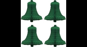 Haza Original Decoratieve Kerstklokken 16 Cm 4 Stuks Donkergroen