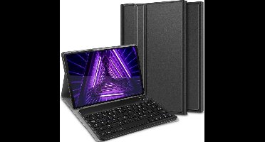 Lenovo Tab M10 Plus (Gen 1) Toetsenbord Hoes hoesje - Just in Case - Effen Zwart - Kunstleer
