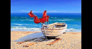 Kunstdruk Sigurd Schneider - Small fishing boat 80x60cm