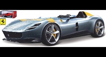 Bburago  Ferrari MONZA SP1 RACE & PLAY grijs/geel schaalmodel 1:18