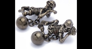 Manchetknopen - Liggend Skelet Donker Metaal