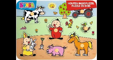 Bumba - Puzzel - Houten Puzzel - Boerderij - 7 puzzelstukken - Met nopjes - FSC 100%