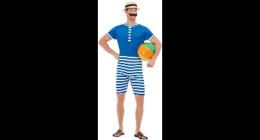 Smiffys Kostuum -XL- 20s Bathing Suit Blauw/Wit