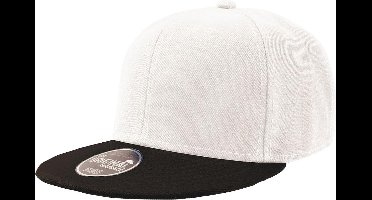Atlantis Snap Back Flat Visor 6 Panel Cap (Wit/zwart)