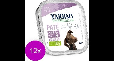 12x Yarrah Bio Alu Pate Graanvrij - Kip & Kalkoen - Hondenvoer - 150 g