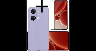 Hoesje - Met Screenprotector - Geschikt voor OnePlus Nord 3 - Sterk & Shockproof - Back Cover - Siliconen Case - Telefoon Hoes - Lila