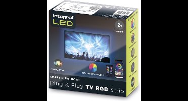 Integral Plug&Play RGB LEDstrip voor achter TV 2meter 1.5W/M 24LED/M 10mm met USB | Bluetooth | RGBW | 3 watt | 20.000 Branduren