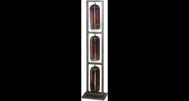 Vloerlamp met 3 Lagen Smoke Glas en Geperforeerd Staal - Artic zwart - 32x23x158 cm - Sfeerverlichting - Modern Design - Woonkamer - Slaapkamer - Hoogwaardige Stijl - Uniek Ontwerp