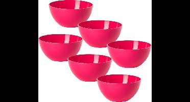 Plasticforte kommetjes/schaaltjes - 6x - dessert/ontbijt - kunststof - D17 x H7 cm - fuchsia roze