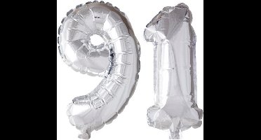Folieballon 91 jaar zilver 86cm