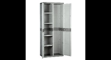 TITANIUM PLASTIKEN Hoge kast met 2 deuren en planken 70 x 44 x 176 cm Beige en Taupe TITANIUM assortiment binnen en buiten