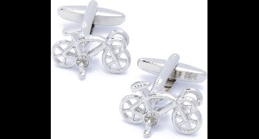 Manchetknopen - Racefiets Gedetailleerd Zilverkleurig