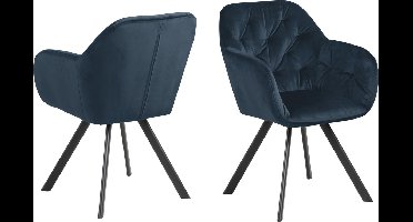 Lora eetkamerstoel met armleuningen blauw.