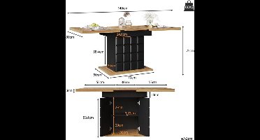 Uitklaptafel – Klaptafel – Vouwtafel – Uitschuiftafel – Eettafel – Uitschuifbaar 110-140 CM – Opbergruimte Onderblad – Houtlook Design